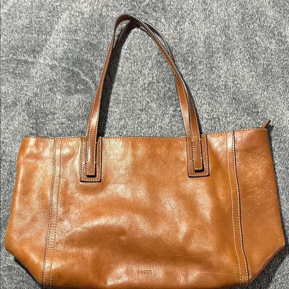 Fossil Tan Leather Tote Bag - Picture 1 of 3